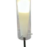 Glass and opaline table lamp with stainless steel base