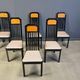 Vintage burl wood and lacquer dining chairs, 1980s