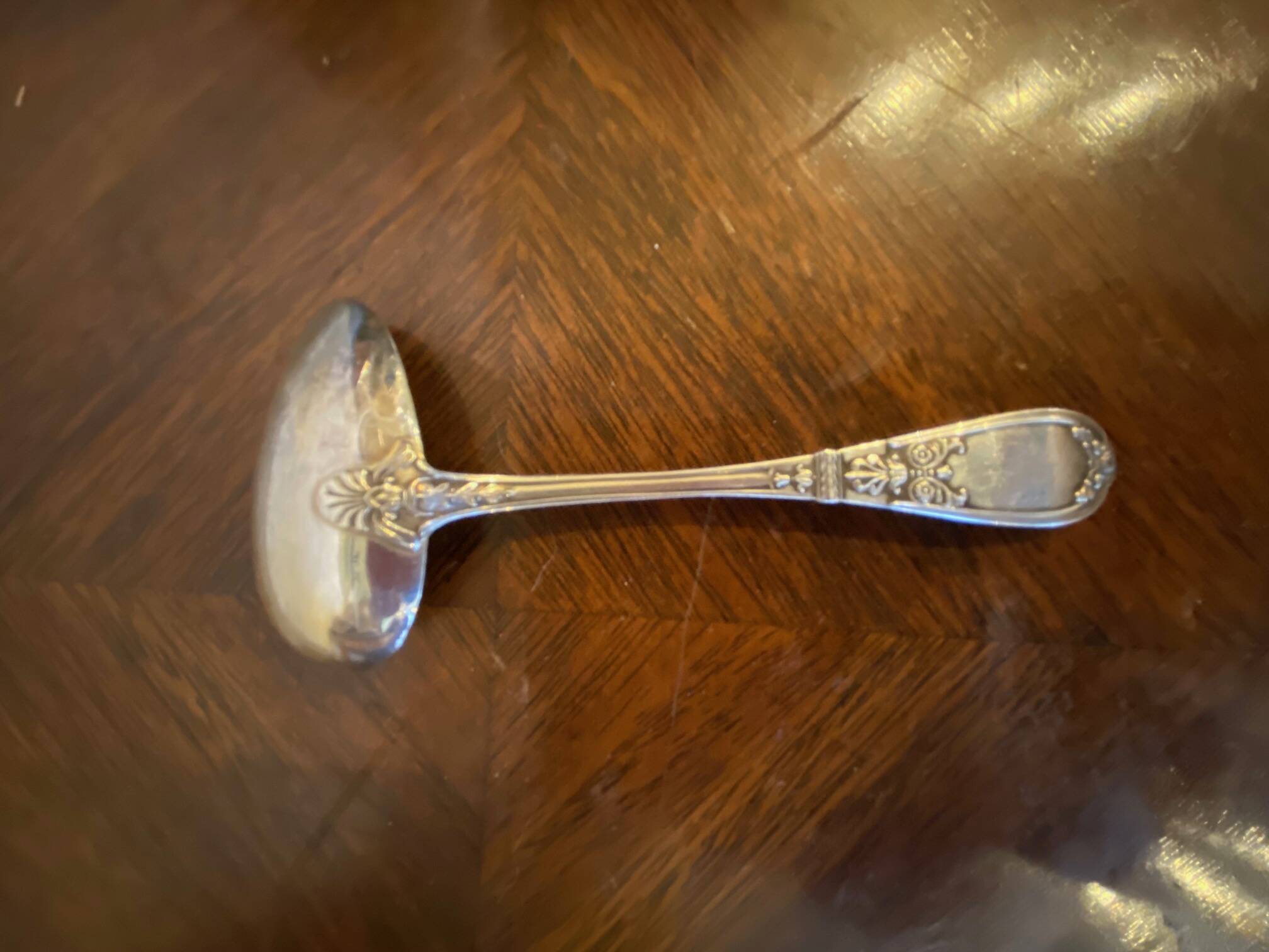 Porridge spoon silver plated goldwork felix freres floral decoration