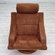 1980s, Swedish swivel armchair, nubuck leather, canvas, bent beech wood.