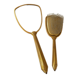 Vintage handheld mirror and hairbrush vanity set
