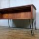 Bureau scandinave en teck avec piétement eiffel métal noir  1950 1960