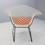 Diamond chair by Harry Bertoia in white & black metal and new leather seati