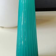 Design Horn/Curved Vase with Ribbed Effects. Turquoise Blue