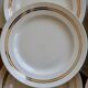 6 plates vintage ivory faience with gold trim