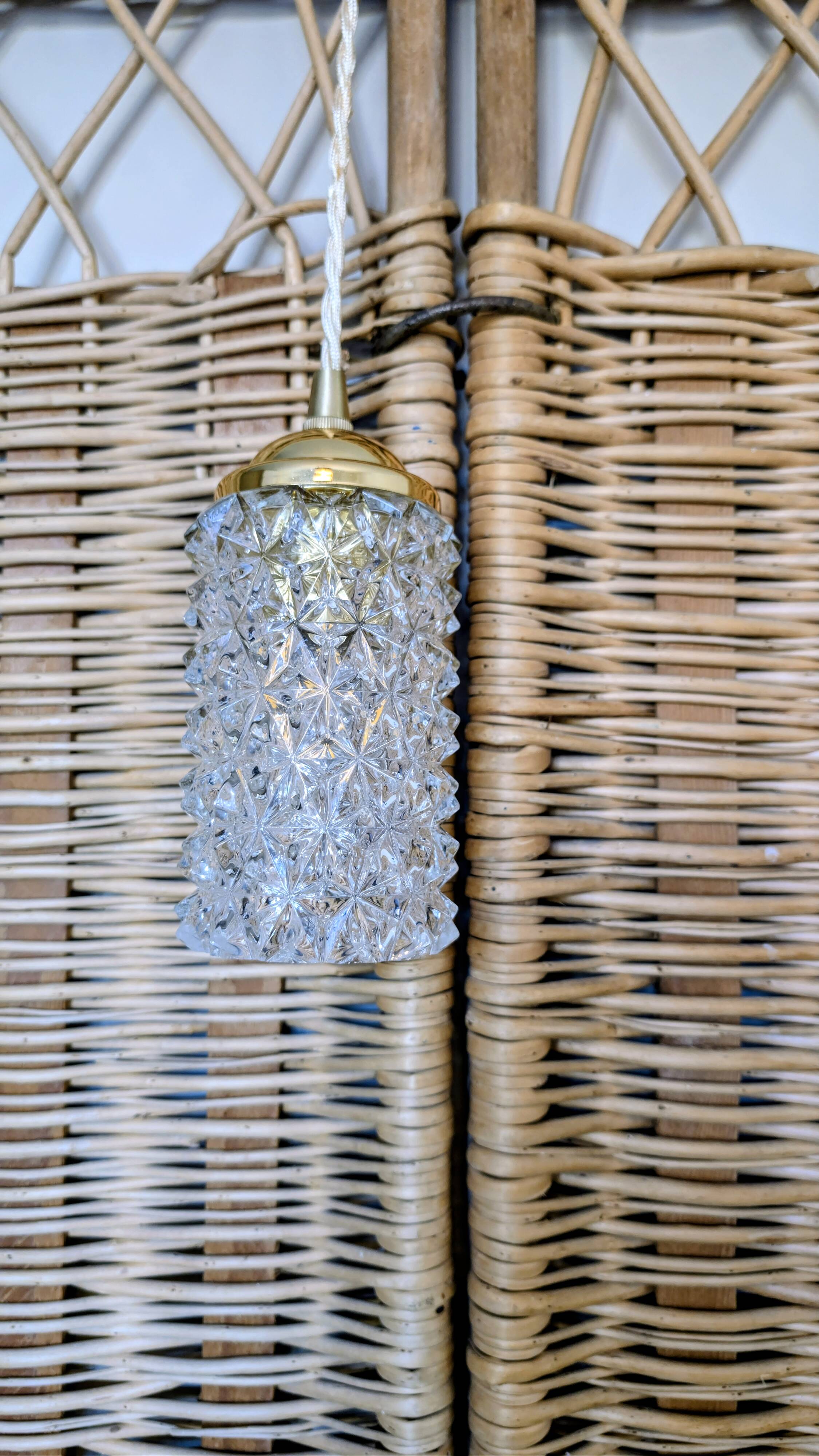 Baladeuse en verre taillé des années 60 - Lumière d'appoint (2 disponibles)