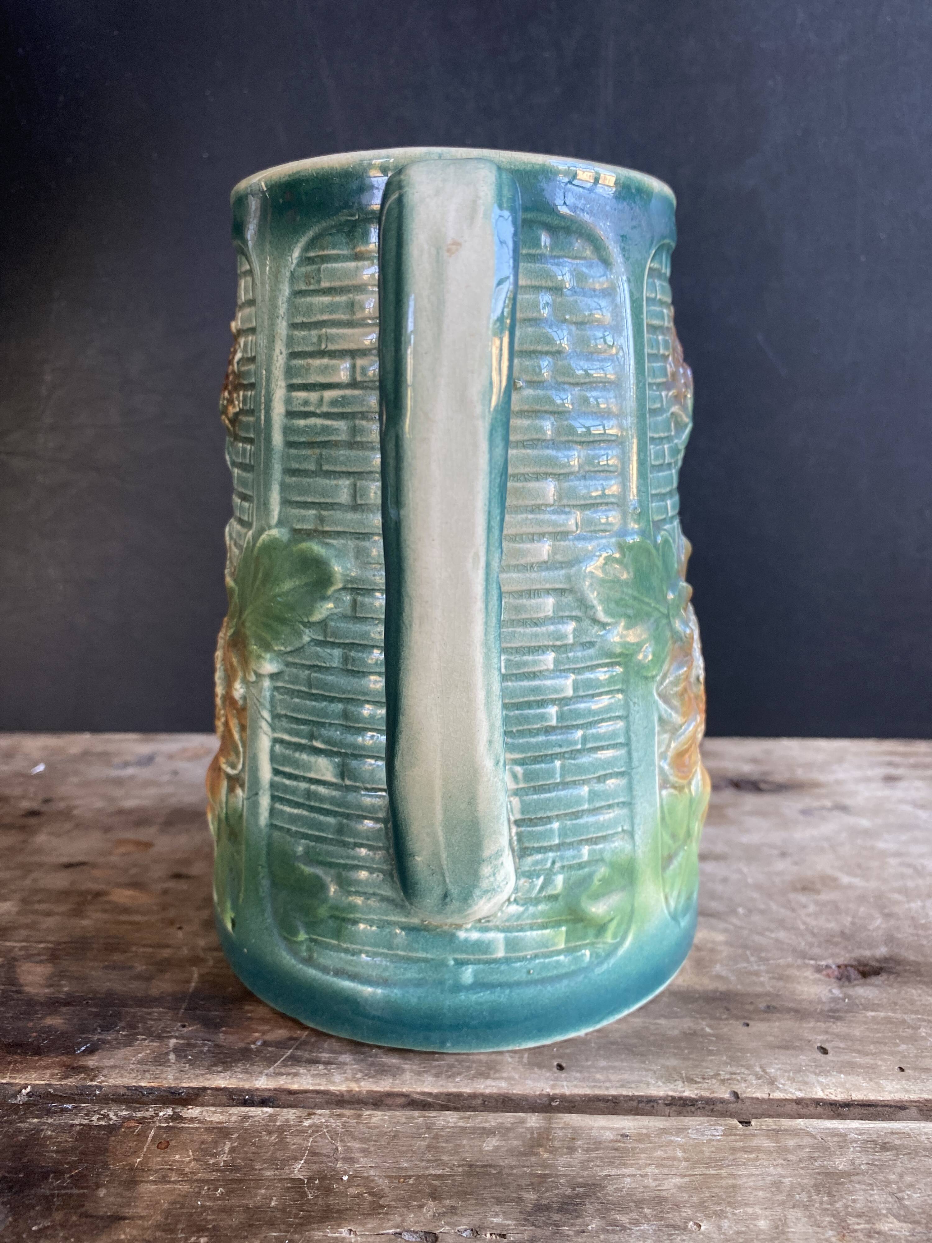 Vintage barbotine pitcher Onnaing Marguerite Sunflowers