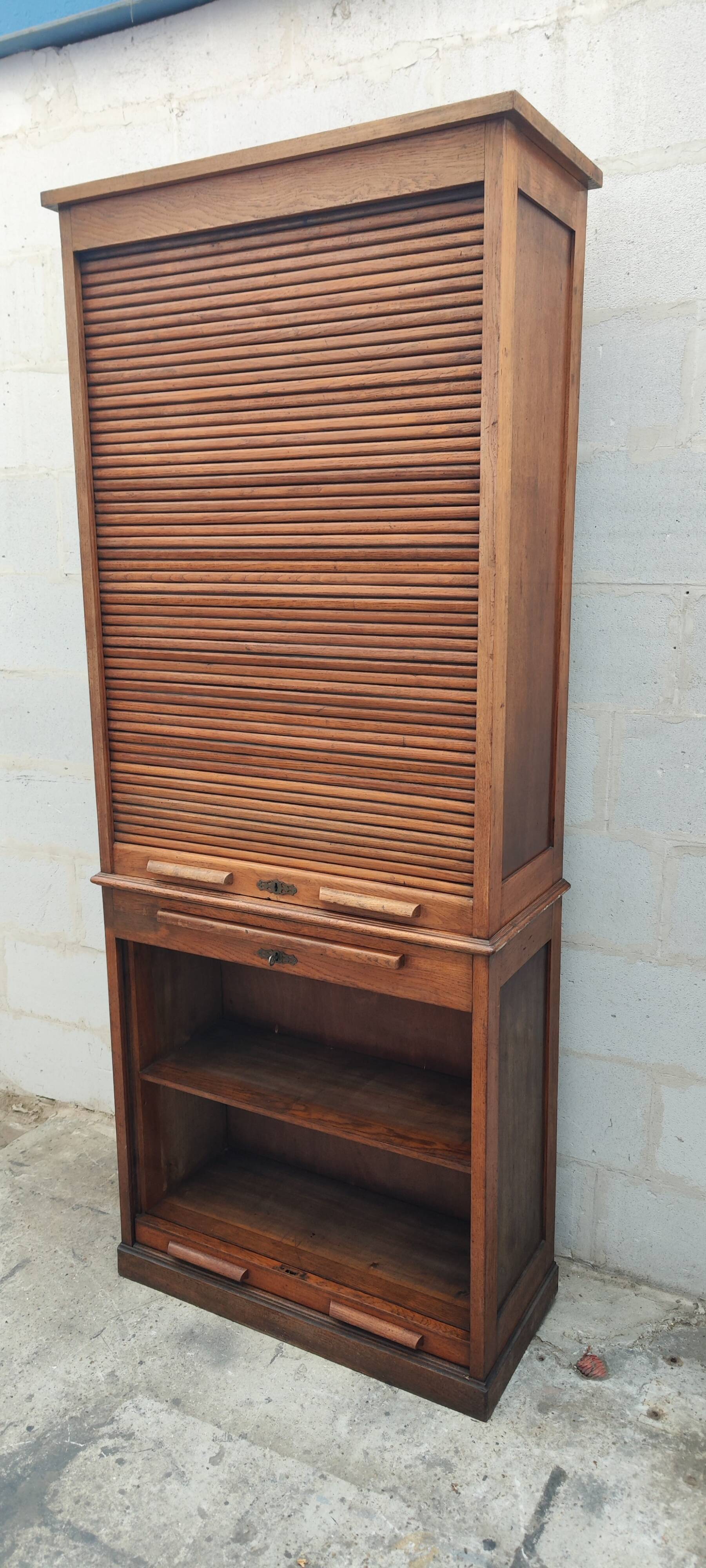 Old oak curtain filing cabinet