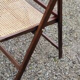 Set of 4 folding chairs wood and canning of the 70s