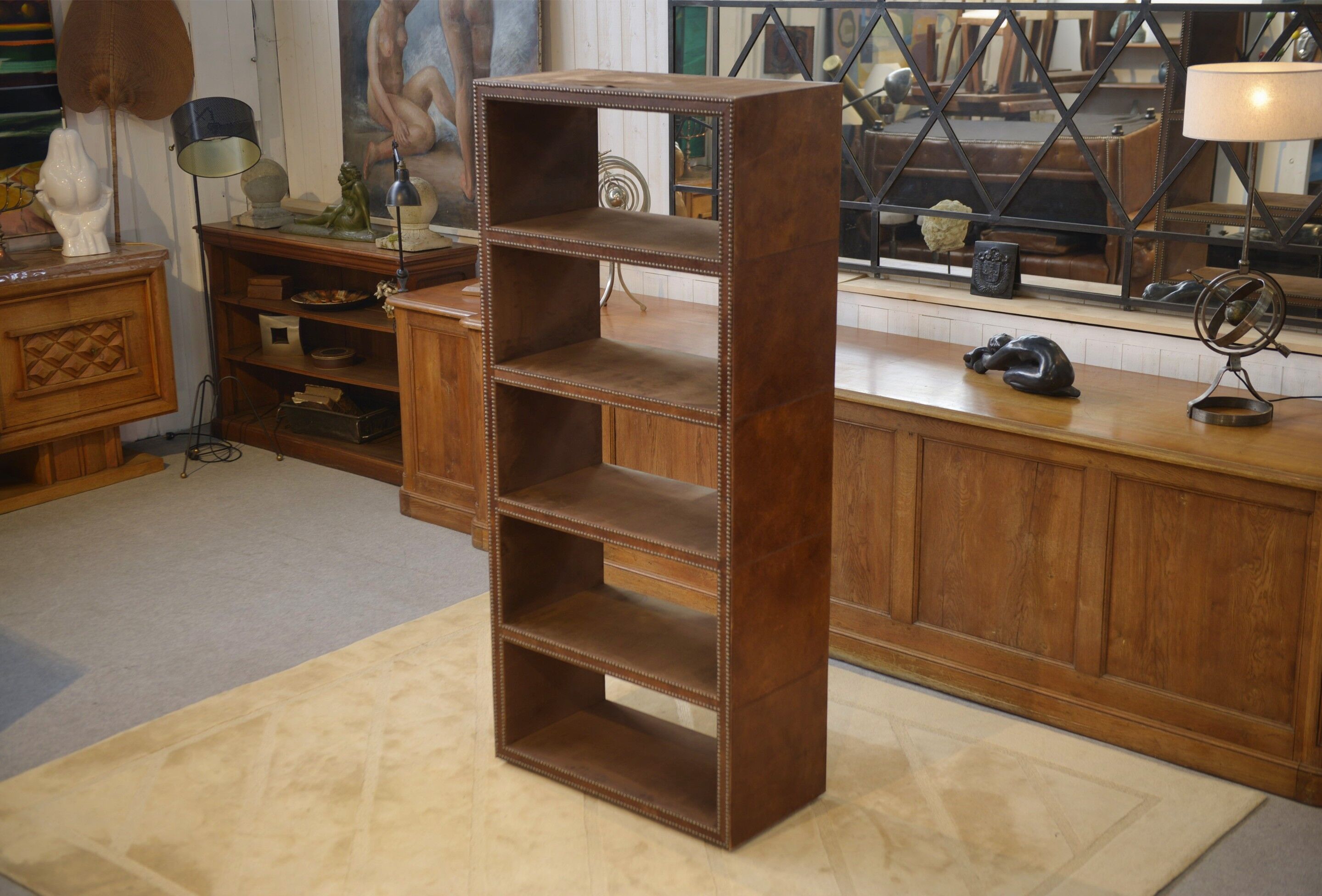 Studded faux leather shelf