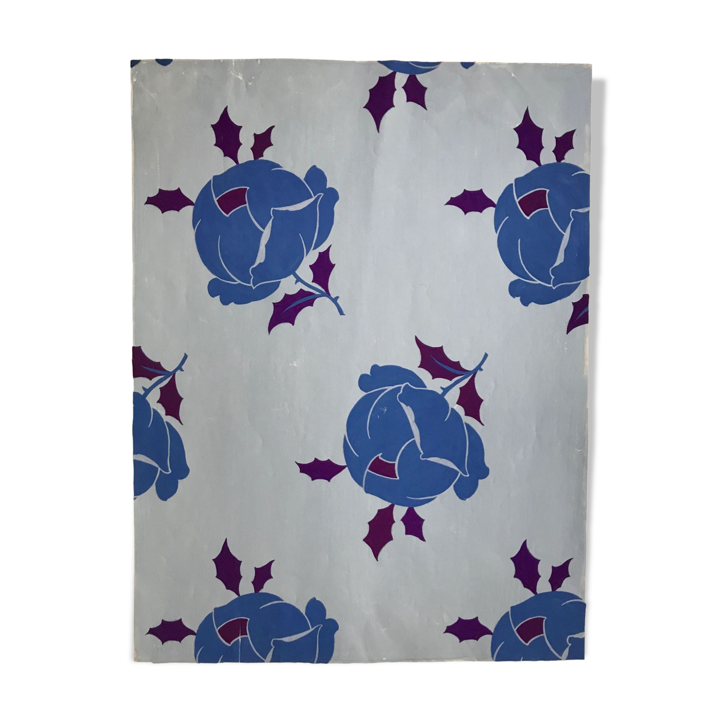 Original gouache on paper from Editions JEHLEM, floral decoration (roses), twentieth century, Paris