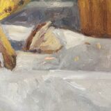 Oil on wood paper "Brioche and Banana" by "T. YOSAKI 05"