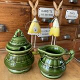 Green ceramic sugar bowl (jam bowl)