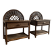 Pair of rattan bedside tables