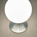 Space age round lamp in frosted white glass, France circa 1970.