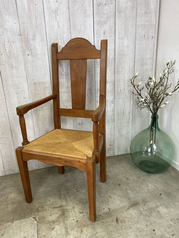 Fauteuil en bois et paille