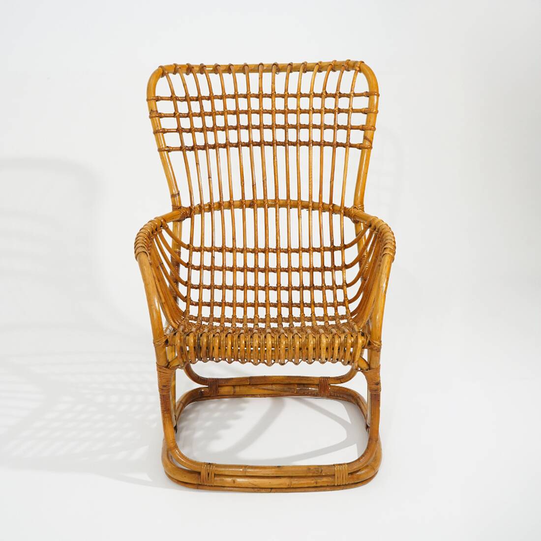 Rattan and woven cane armchair, 1960s