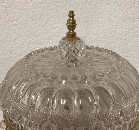 Crystal and brass table lamp