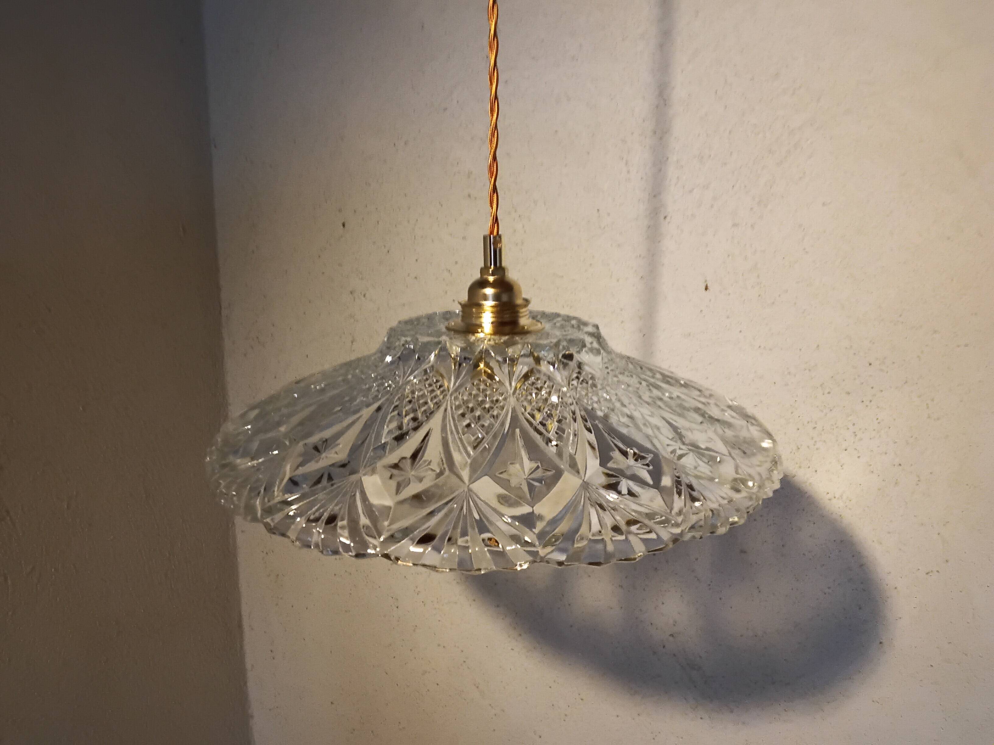 Vintage chiseled glass pendant light