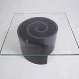 Spiralling wood and glass coffee table, c.1970