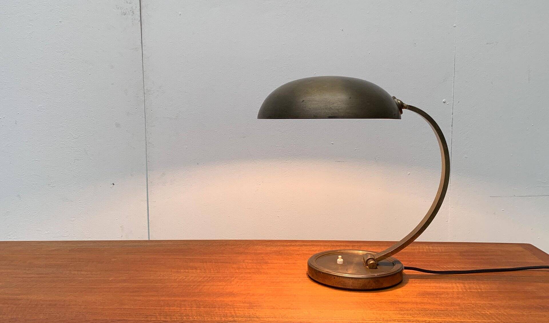 Mid-Century German Brass Table Lamp by Gecos Cosack