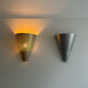 Pair of vintage conical wall lights, ribbed metal, Sweden 1970