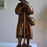 Grande sculpture bois d'un homme avec sa pelle à grain 52 cm