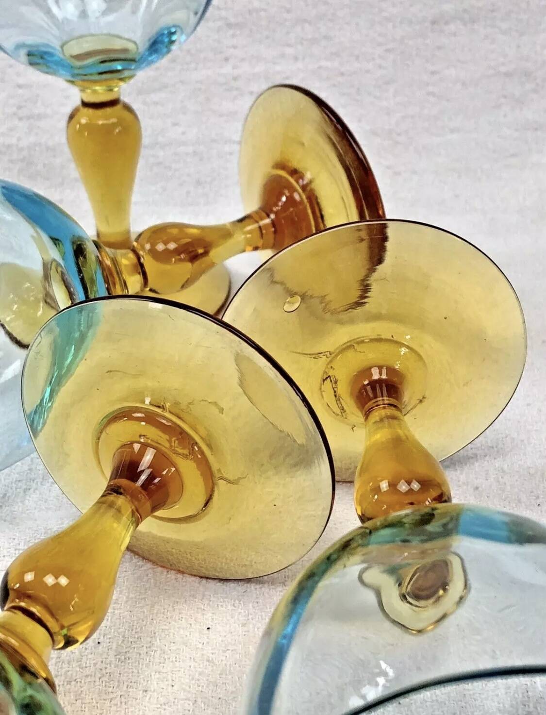 4 old two-tone George Sand wine glasses