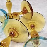 4 old two-tone George Sand wine glasses