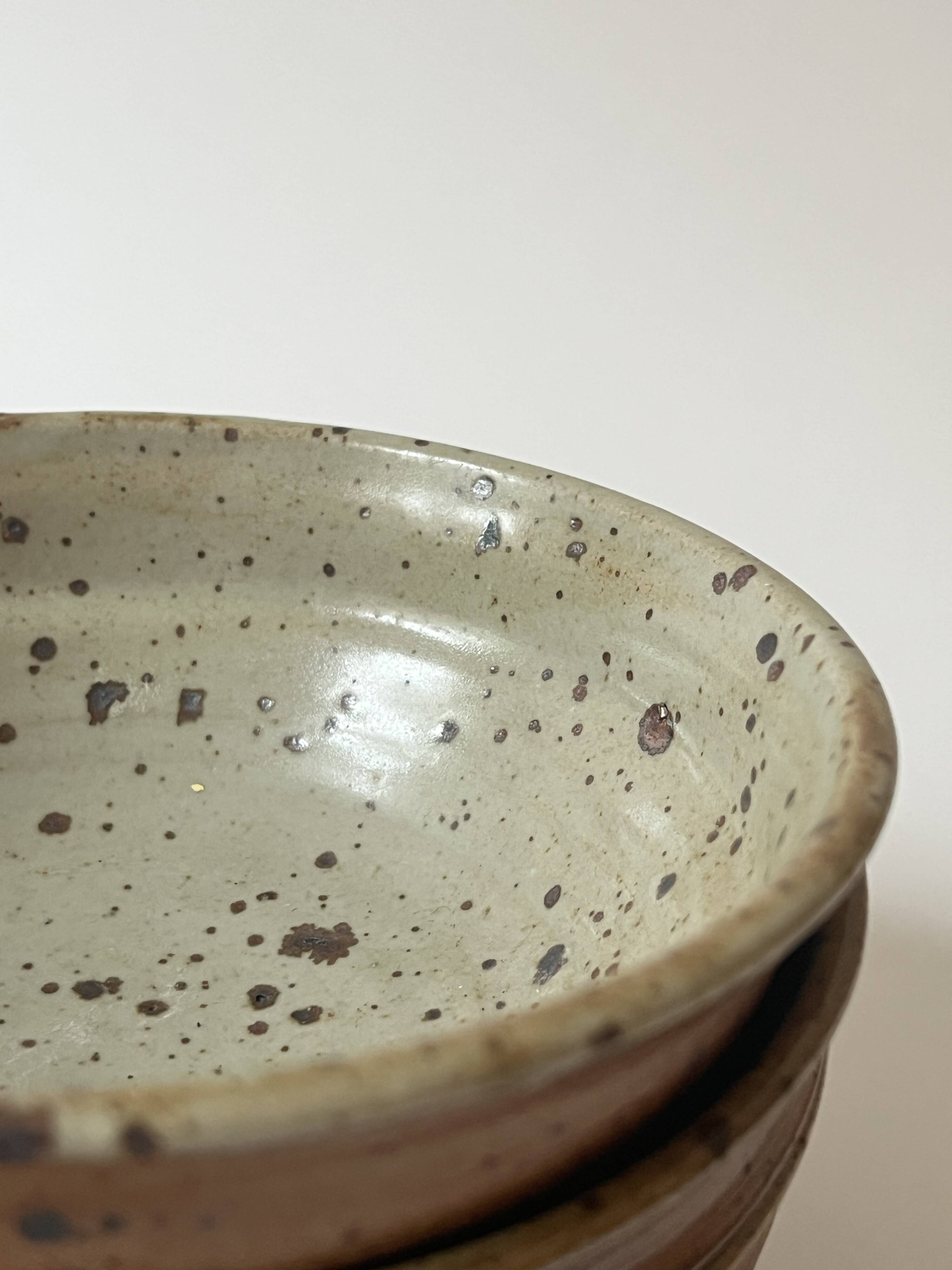 Ceramic ramekins/bowls, stoneware, pyrite, La Borne, France, 1970