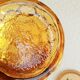 Italian decanter made of amber yellow empoli glass grape-shaped bubbles - vintage