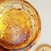 Italian decanter made of amber yellow empoli glass grape-shaped bubbles - vintage