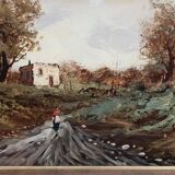 Favelli Flavio: Oil painting on panel "animated landscape"