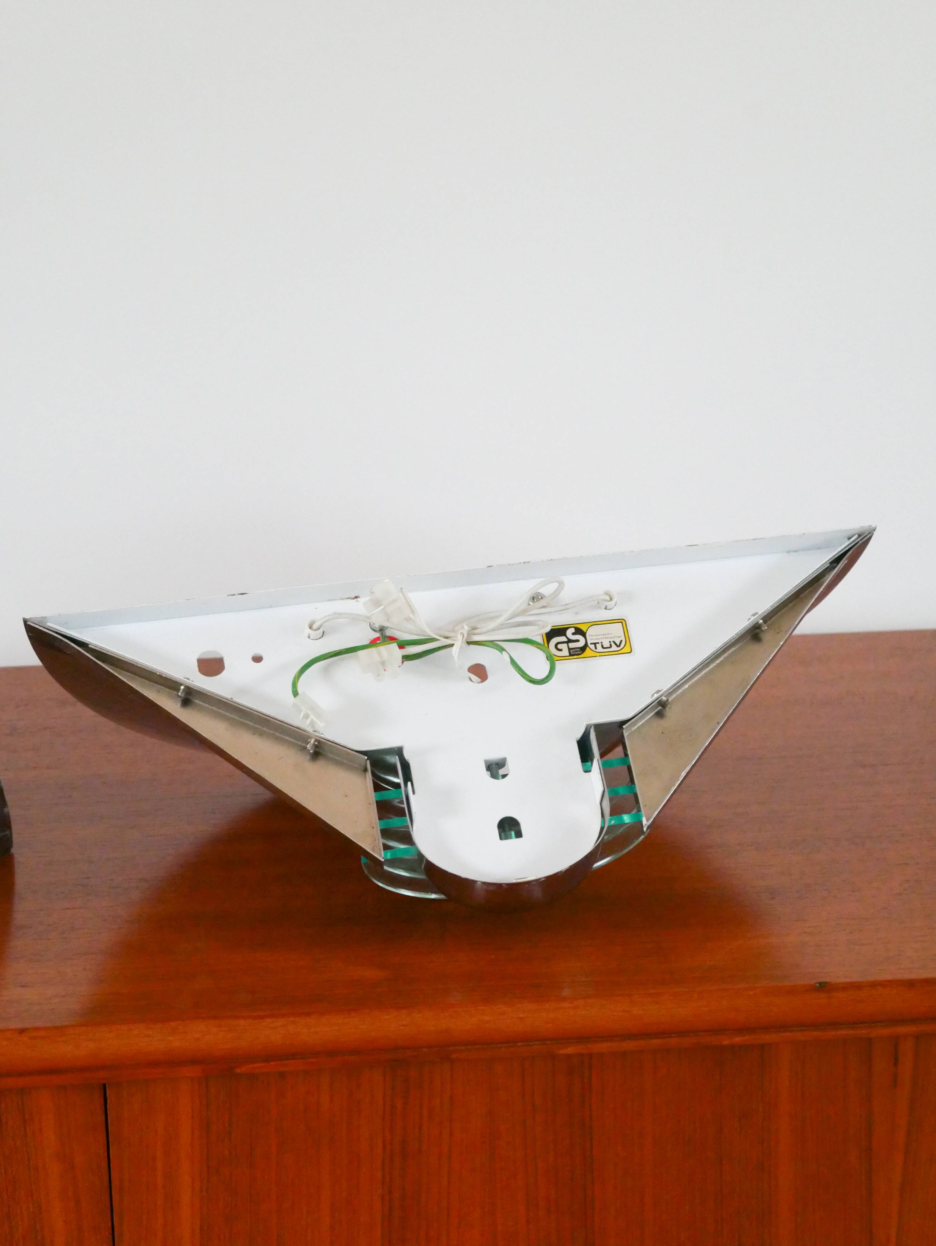 Pair of chrome and blue plexiglass wall lights, Made in Germany, Design, 1970