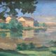Original Oil on Canvas – “House near The Lake” by Fern I. Coppedge – Signed – Vintage & Framed – 30 × 24 cm (11.8" × 9.4")