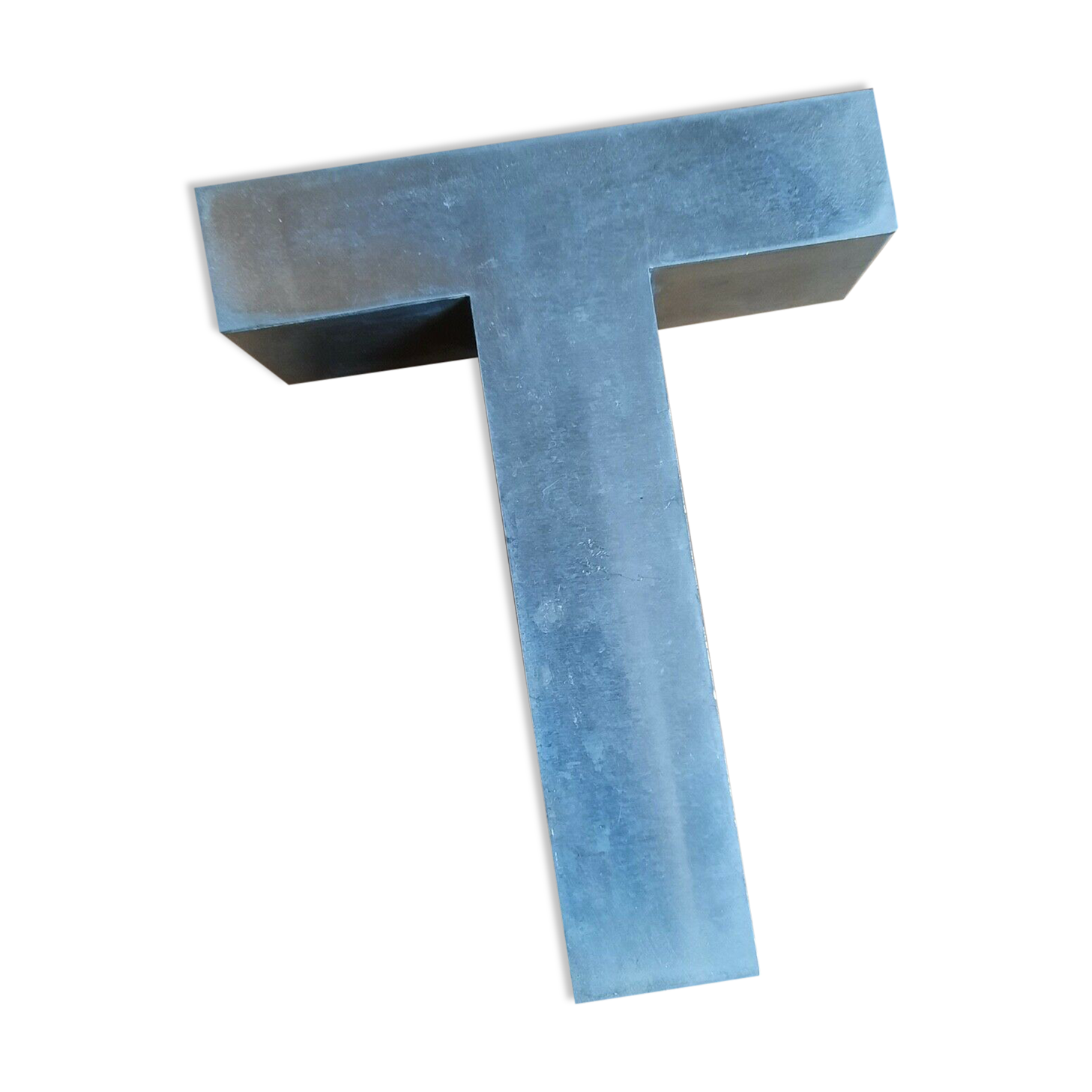 Ancient Letter T Enseigne Alu Chromé deco industrial design loft vintage Garage