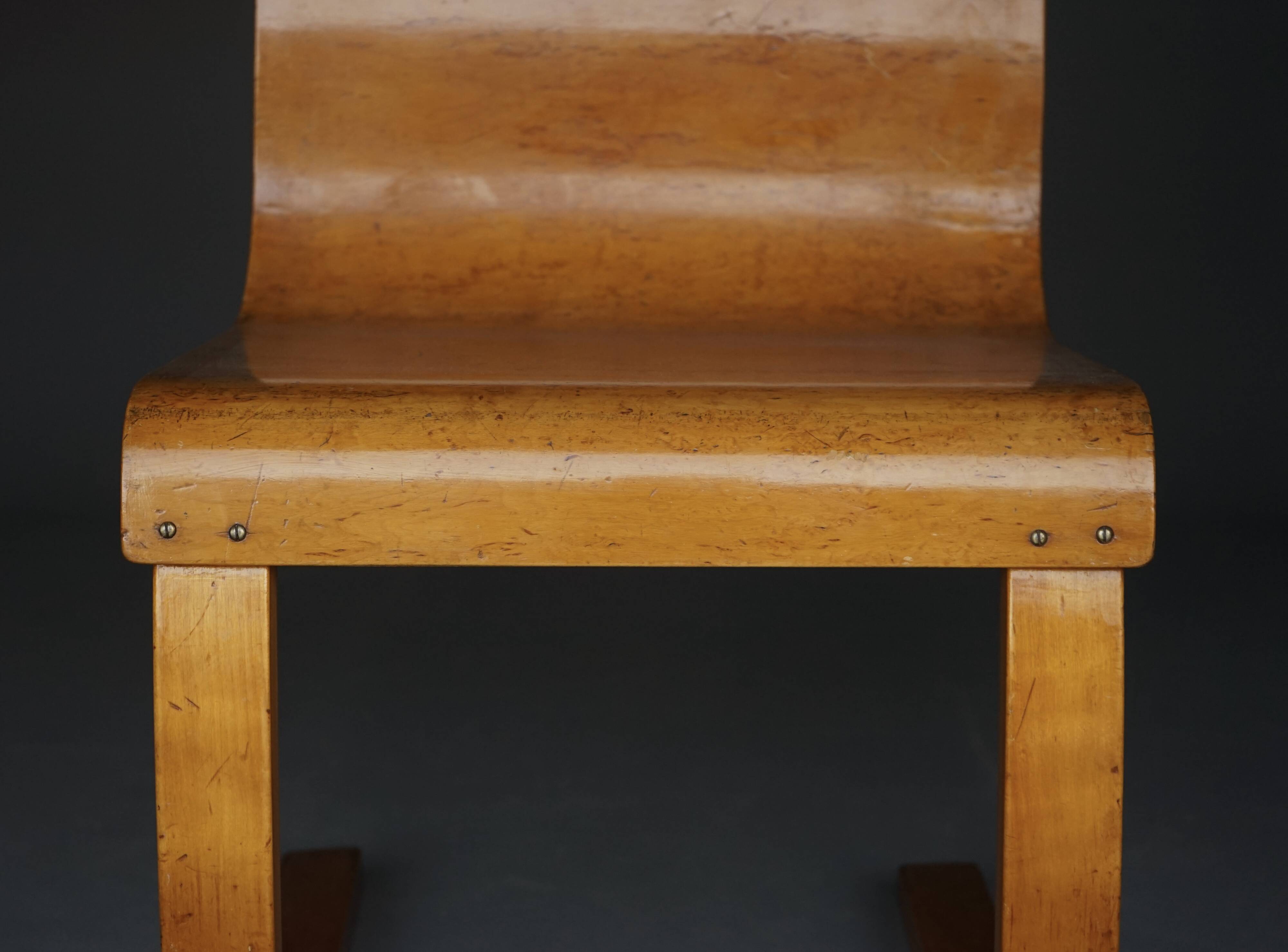 Alvar Aalto model no.21 chair with rare karelian birch seat, Finland 1930s