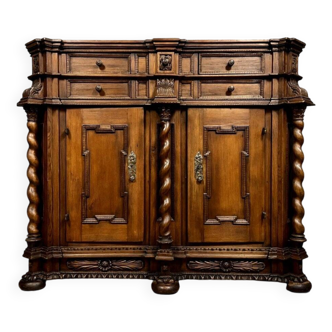Alsatian sideboard with support height in solid stained wood from the 17th century