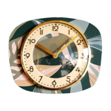 Vintage clock silent rectangular wall clock "Blue Green Pink"