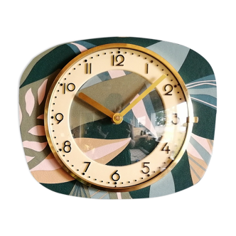 Vintage clock silent rectangular wall clock "Blue Green Pink"