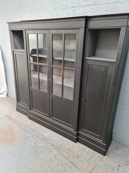 Furniture library industrial office four doors oak black patina