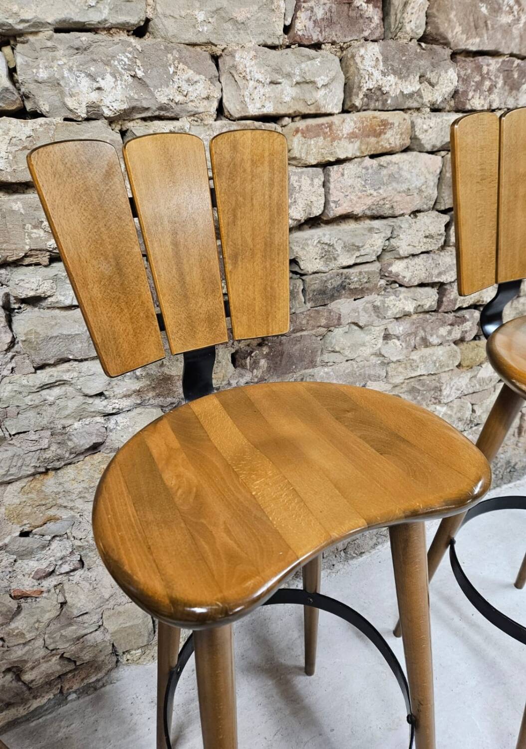 Lot de 3 tabourets de bar 1970 vintage