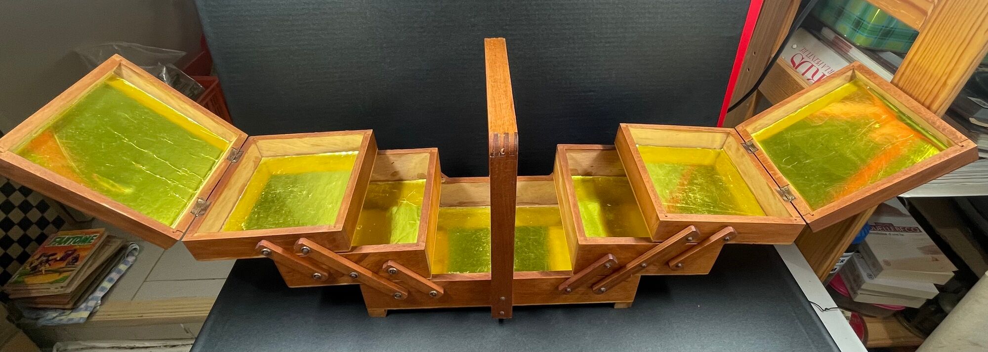 Cute little worker or vintage wooden sewing box