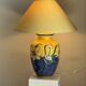 Large blue and yellow lamp with floral patterns H60