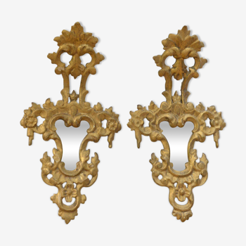 Pair of Venetian Mirrored Appliques Original Antiques