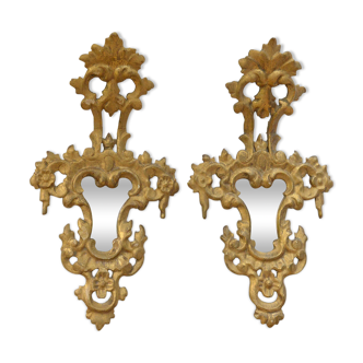 Pair of Venetian Mirrored Appliques Original Antiques