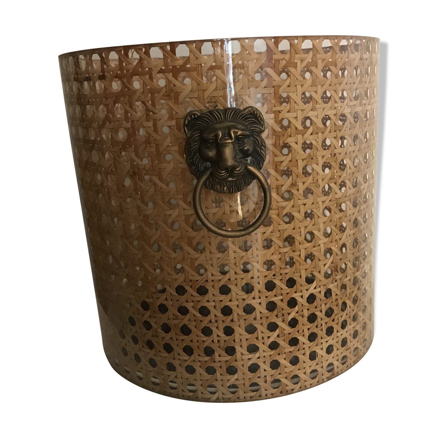 Lucite and brass magazine rack