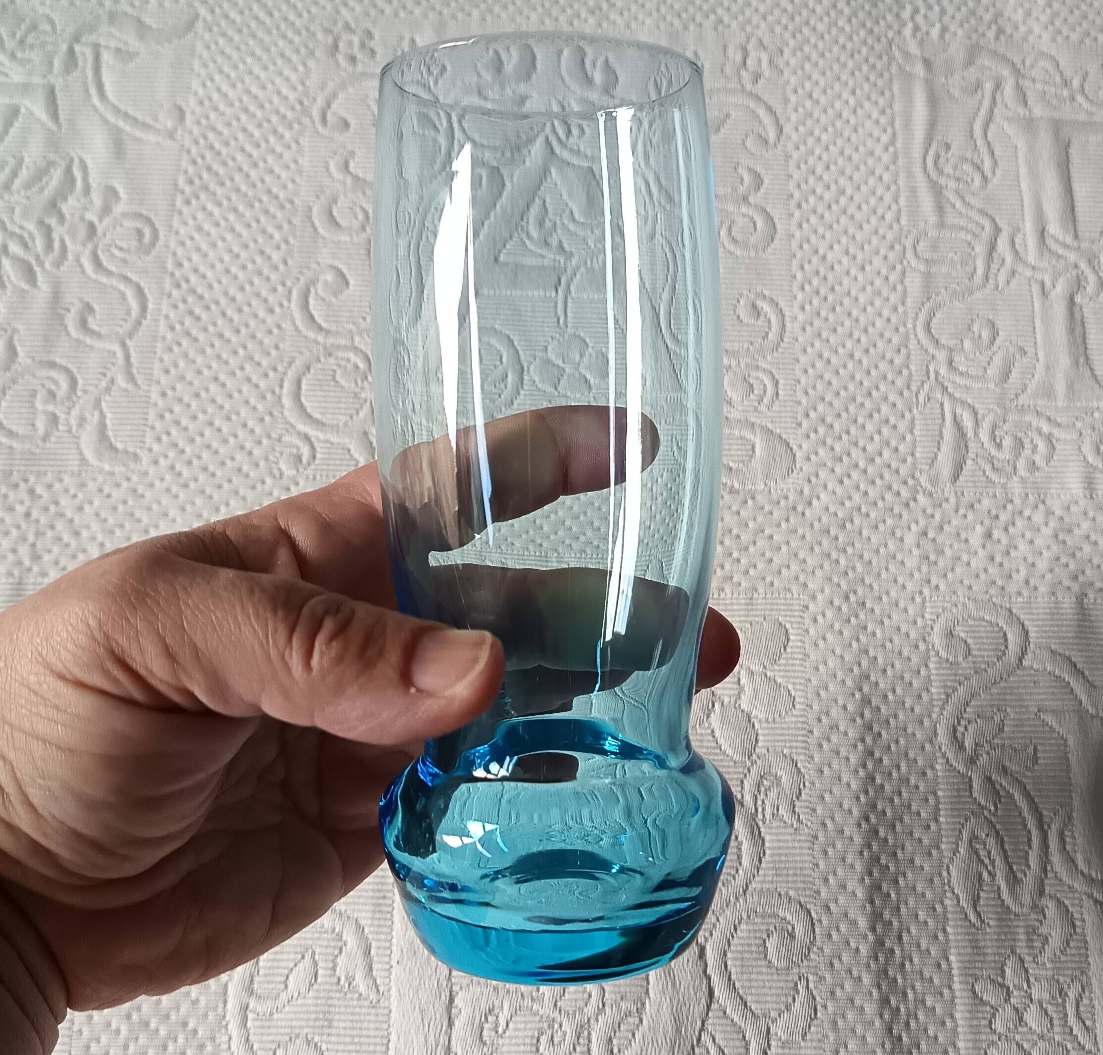 Orangeade set, pitcher and 7 vintage turquoise glasses