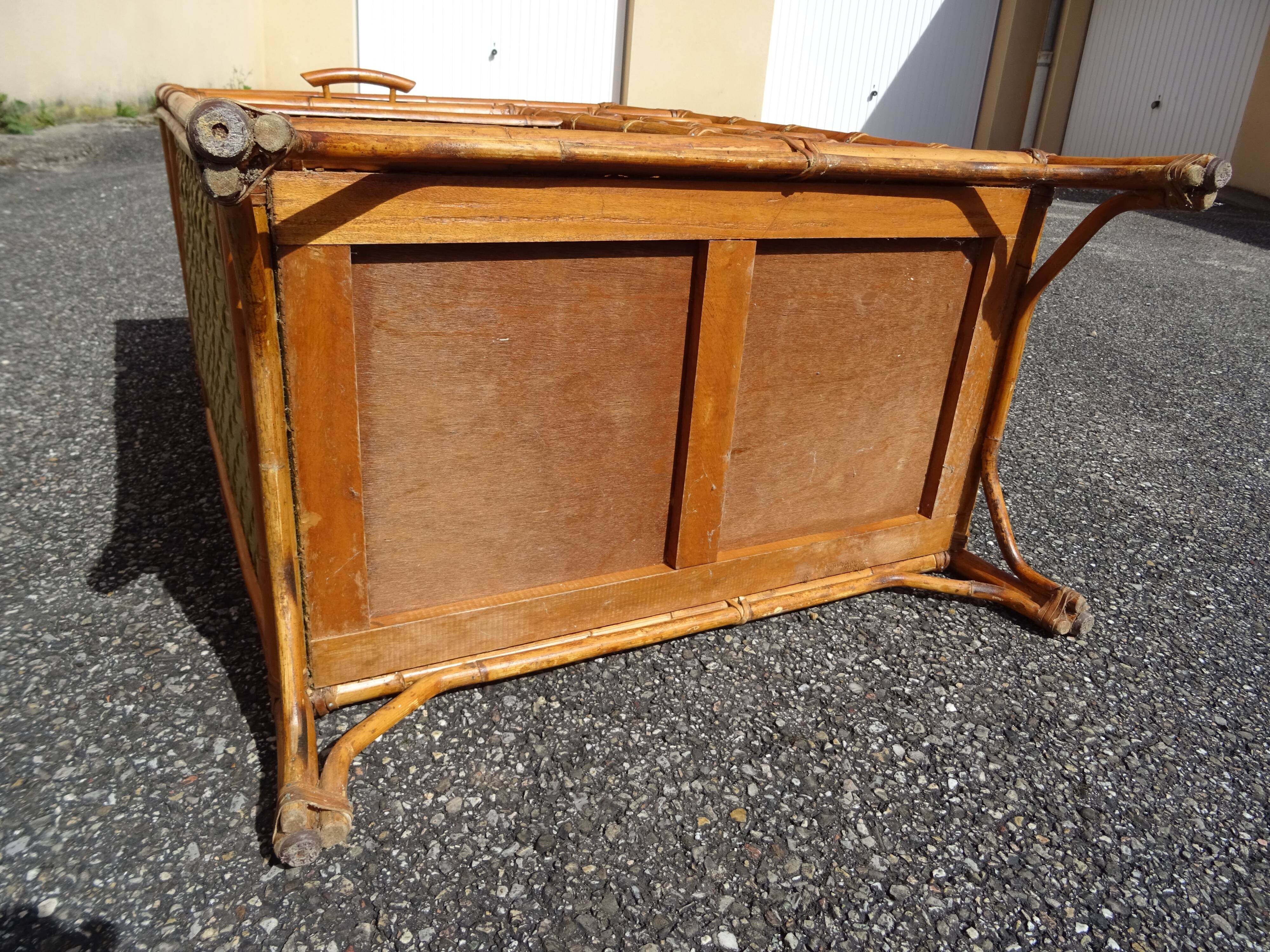 Vintage rattan bar cabinet from the 60s/70s