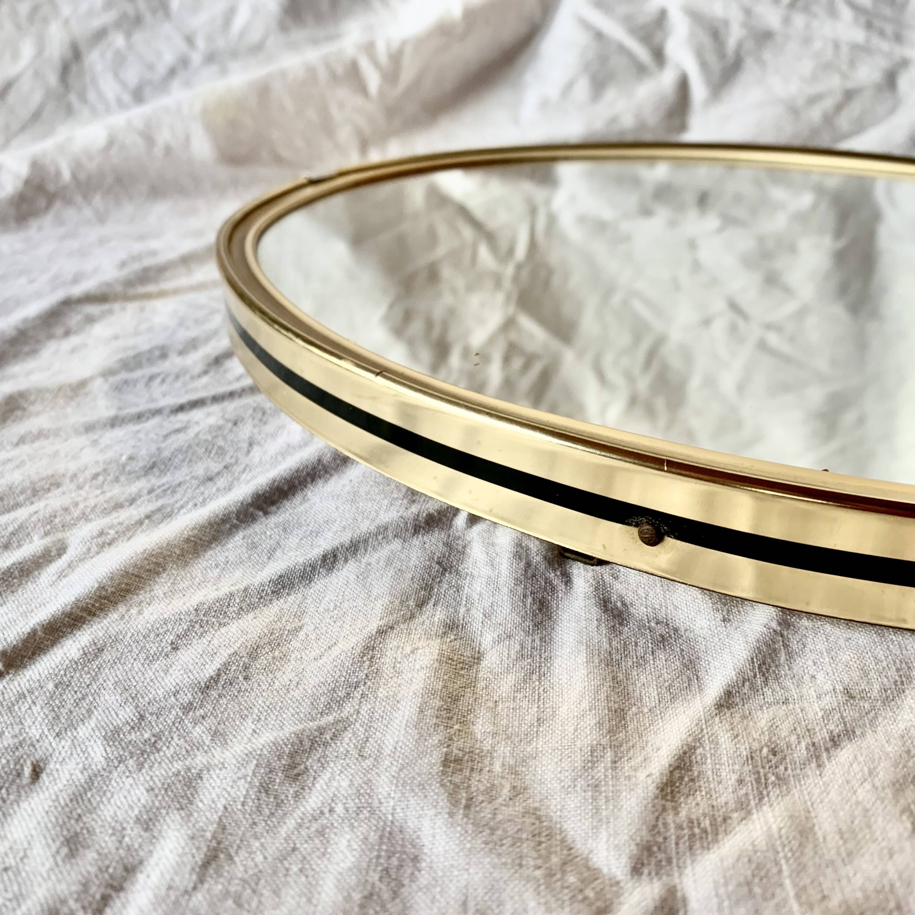 Vintage oval mirror with brass border - EDIL